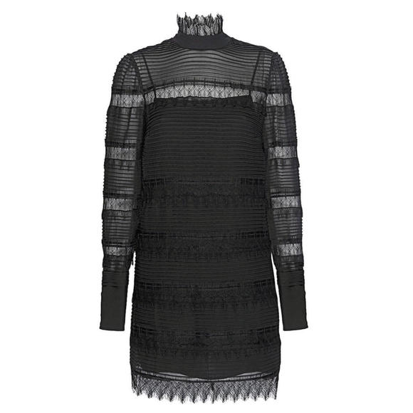 NWT FRAME Nora Black Lace Mini Dress - Picture 3 of 13